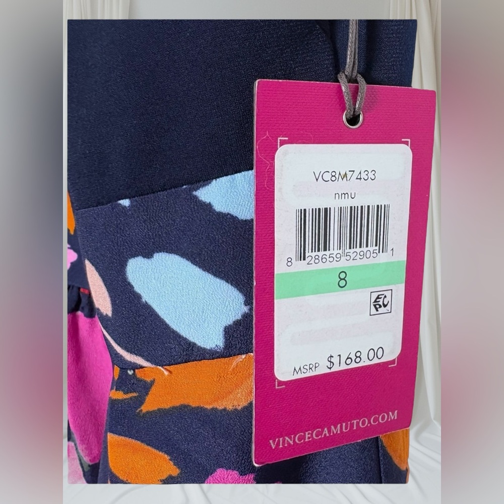 VINCE CAMUTO Maxi Dress | Navy Floral | Size 8 |NEW with Tags - Picture 6 of 7